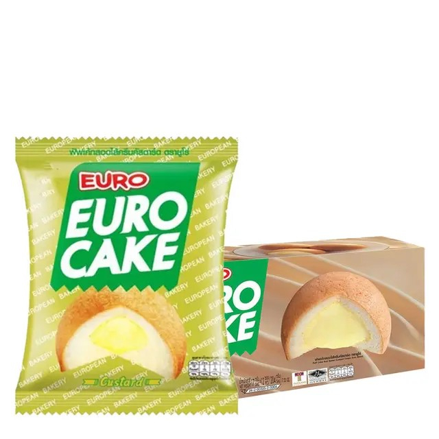 (กล่อง 12 ชิ้น) ยูโร่ คัสตาร์ด เค้ก euro cake 17 กรัม 12 ชิ้น