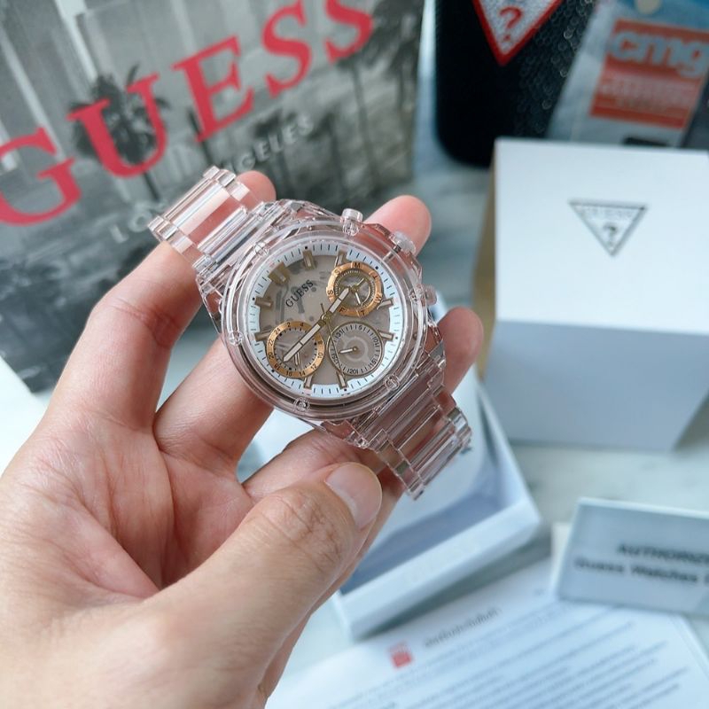 🌻สายสีชมพูใส โชว์กลไก ✨ นาฬิกา Guess GW0650L4 ATHENA PINK