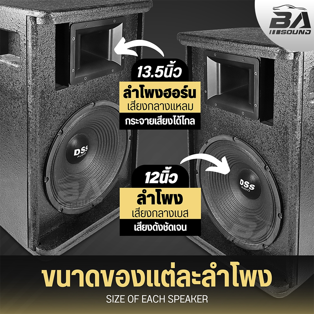BA SOUND ตู้ลำโพงสำเร็จรูป 12 นิ้ว BA-1217B ตู้ลำโพง12นิ้วพร้อมใช้งาน ตู้ลำโพงกลางแจ้ง 12นิ้ว ลำโพงติดรถยนต์ ลำโพงบ้าน