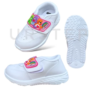 Chappy CareBears รองเท้านักเรียนอนุบาลหนังดำ รองเท้าผ้าใบสีขาวพละเด็กผู้หญิง