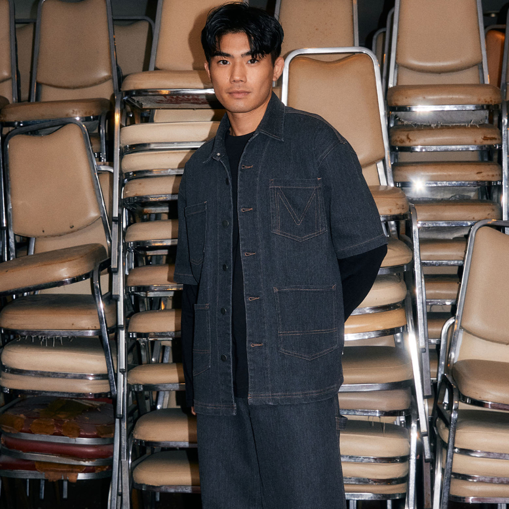 [MOO 11/23] Short-Sleeves Soft Denim Shirt เสื้อเชิ้ต แขนสั้น แต่งกระเป๋าหน้า ปัก M ที่อก ผ้าเดนิมฟอกพิเศษ
