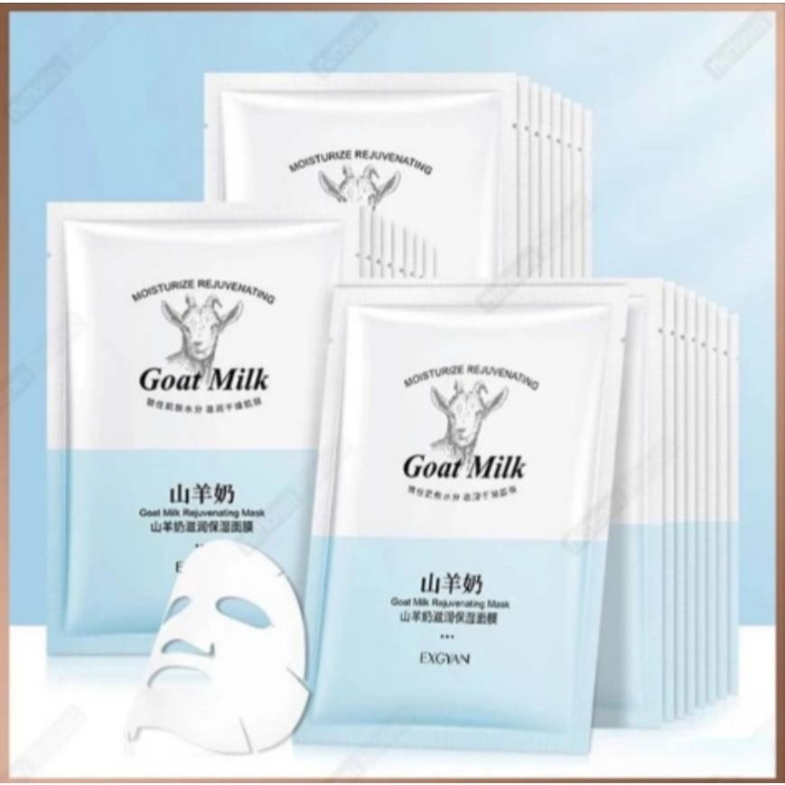 มาส์กหน้า Goat Milk ( สีฟ้าขาว ) สารสกัดนมแพะ  ผิวเปล่งประกายมีชีวิตชีวา ให้ความชุ่มชื้นแก่ผิว