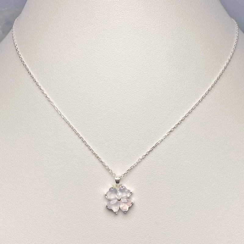 Winterwinter Jewelry Silver925 : เครื่องประดับเงินแท้925 สร้อยรูปใบ clover chalcedony , rosequartz