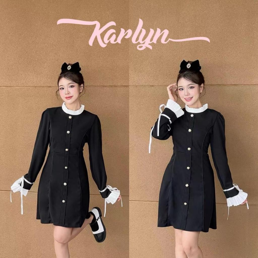 【Karlyn】ชุดมินิเดรสแขนยาว แต่งระบายเเขนอัดพลีท ทรงเข้ารูป ดีเทลสวย #FZ-CC-G53