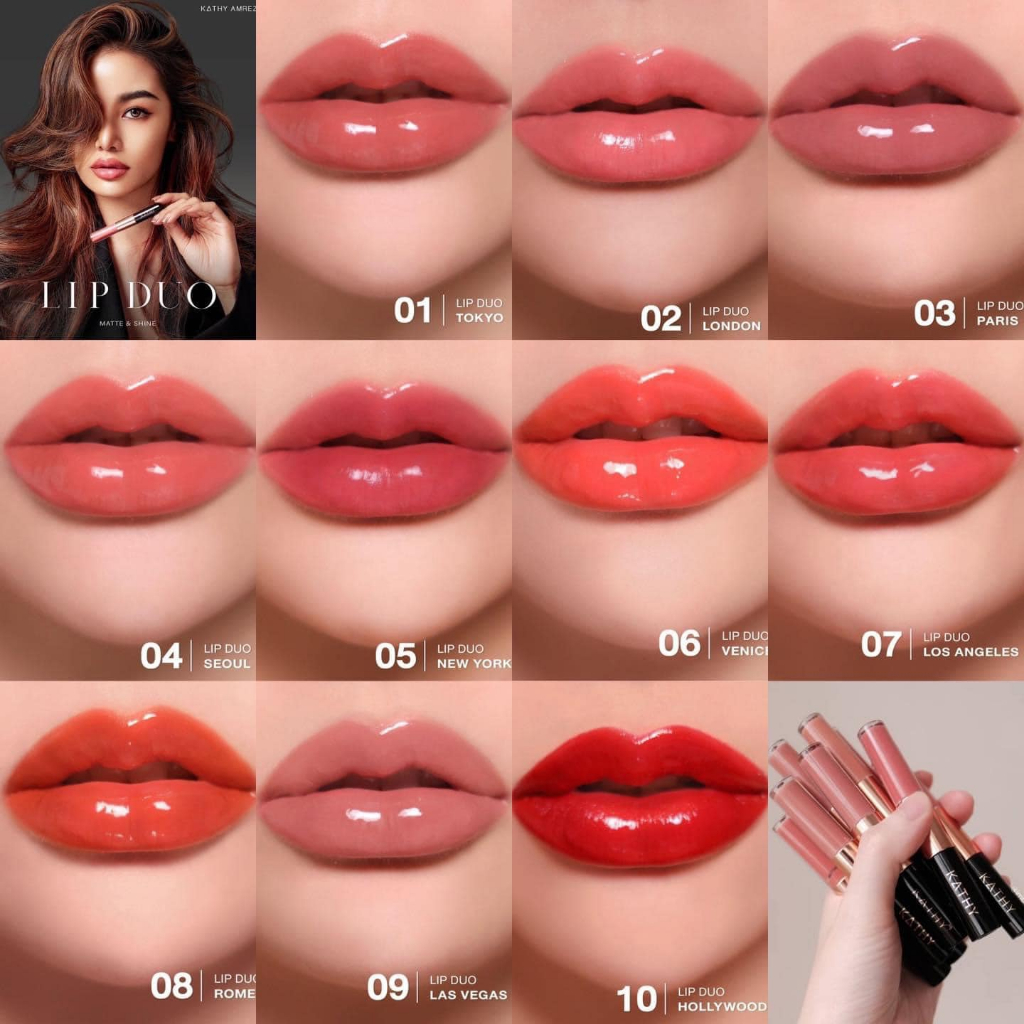 (สั่งจากVDOเพื่อรับส่วนลดพิเศษ) ลิปตัวดังของกระแตแบบไม่มีกล่อง Kathy Amrez Lip Duo Matte & Shine รุ่