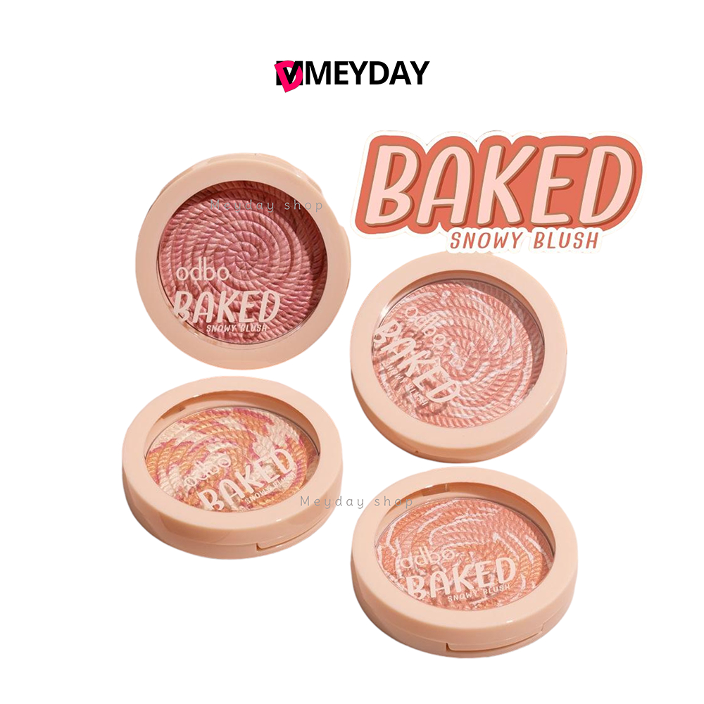 (OD1308) odbo บลัชออน โอดีบีโอ เบคท์ สโนวี่ บลัช  BAKED SNOWY BLUSH
