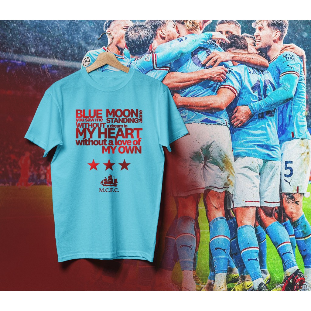 เสื้อยืด BLUE MOON Manchester City แมนฯ ซิตี้  เรือใบสีฟ้า มี 3 สี ดำ ขาว ฟ้าอ่อน