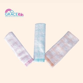 Grace Kids ผ้าขนหนูเด็ก Cotton 100% แพ็ค 3 ชิ้น ผ้าเช็ดหน้าเด็ก ผ้าเช็ดตัวเด็ก เนื้อนุ่มพิเศษ ซับน้ำดี ระบายอากาศดี