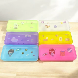 กล่องดินสอพลาสติก502 ใส สีหวาน พาสเทล DIY แถมสติกเกอร์
