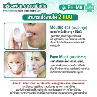 ใหม่ เครื่องพ่นยาเด็ก เสียบกับมือถือ PHENOMA เครื่องพ่นละอองยาเด็ก ผู้ใหญ่ Ultrasonic Mesh Nebulizer