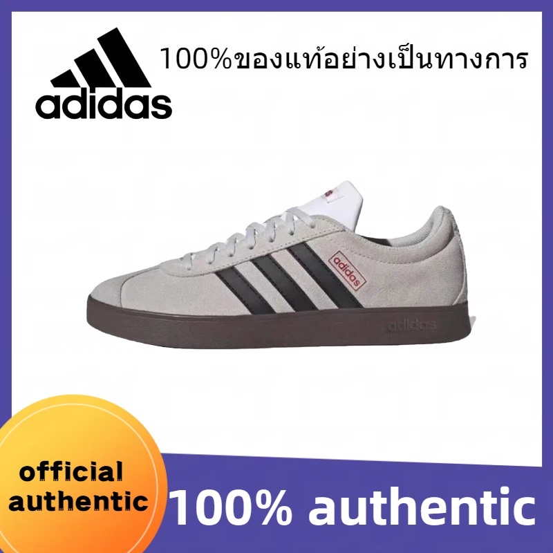 【ของแท้ 100%】Adidas VL Court สีดําสีขาวและสีเทายางดิบชายและหญิงรองเท้าฝึกซ้อมเยอรมันแบบสบาย ๆ รองเท้