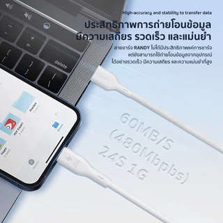 [รับประกัน 24 เดือน] RANDY Micro เป็น Usb สายข้อมูล สายชาร์จเร็ว USB 3A 1M 2M วัสดุทนไฟ การชาร์จรวดเร็วและปลอดภัย