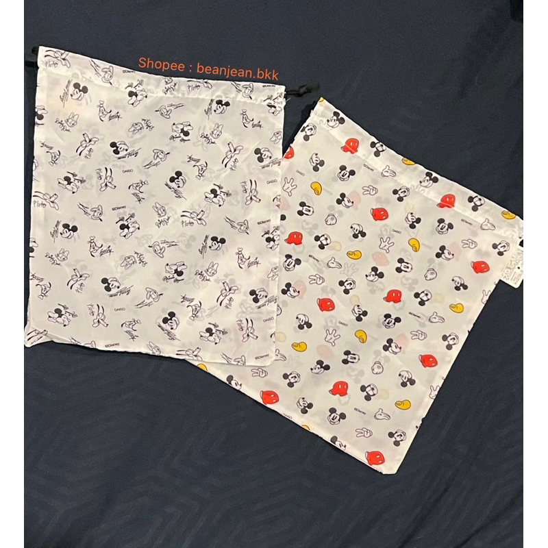 ถุงผ้าหูรูดสำหรับใส่ของ สำหรับเดินทางลายมิกกี้เม้า