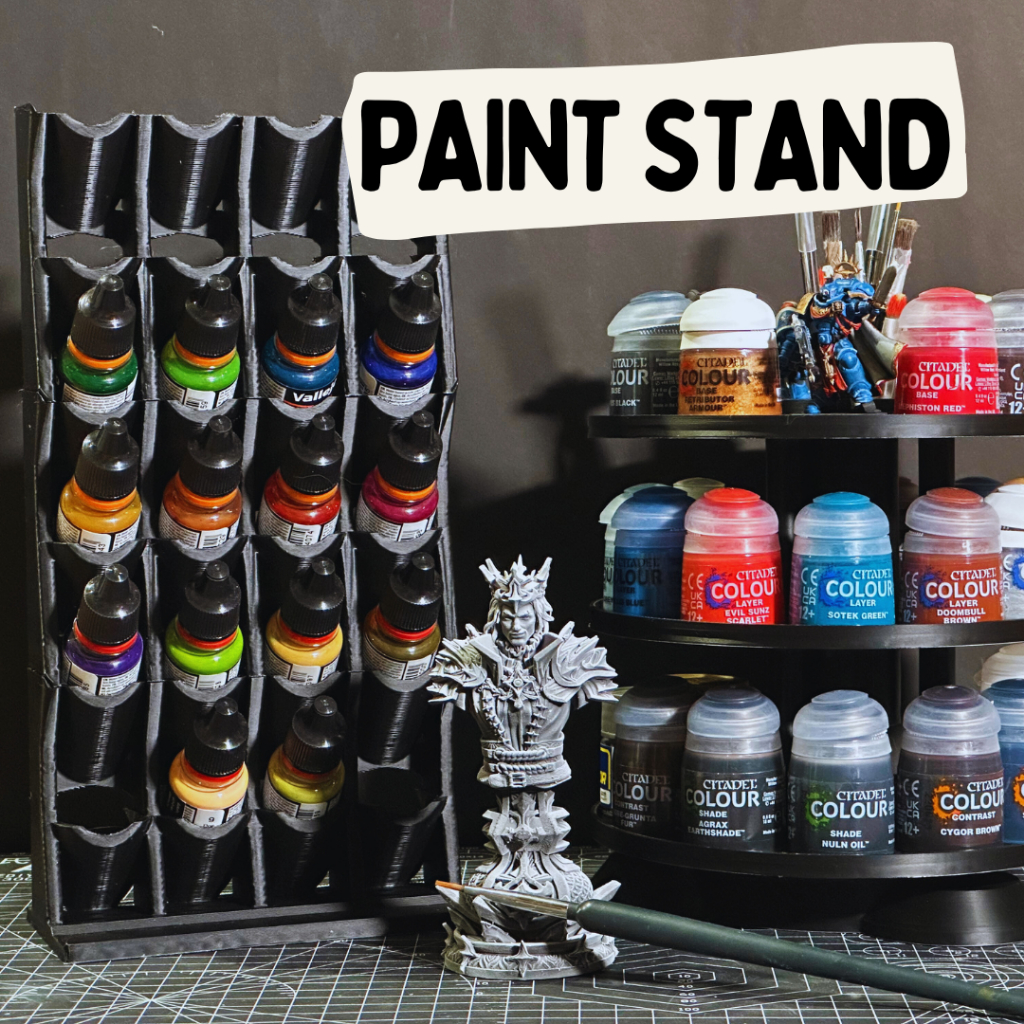 Paint Stand I ชั้นวางสีสำหรับ Citadel / Vallejo (งาน PLA สีดำ) -ใช้เวลาปริ้น 2-3 วันหรือ มากกว่าขึ้นอยู่กับคิวปริ้น
