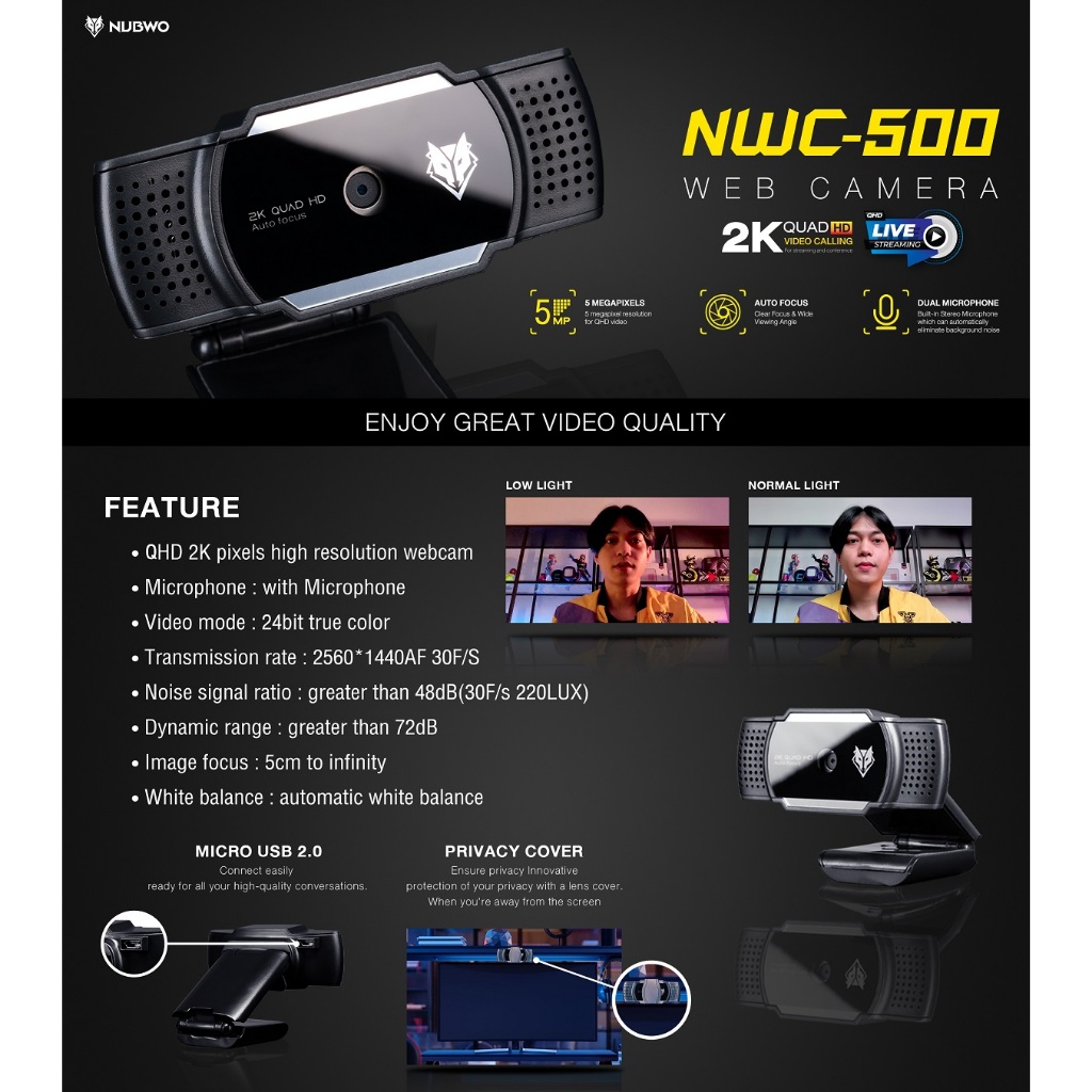 (ลดโล๊ะสตอค) กล้องเว็บแคม Nubwo NWC-500 & NWC-590 & WB-401 & WB-402 Webcam 2K มีไมค์ในตัว ประกันศูนย