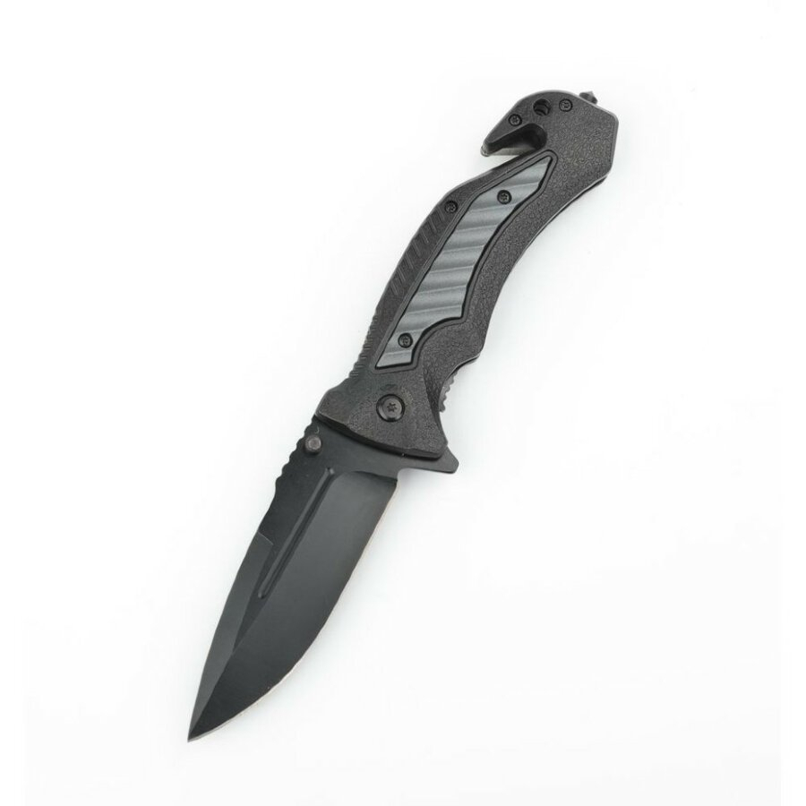 มีดแคมป์ Folding knife มีดพับGanzo G628 ของแท้100% ใบดำ 3.5" เหล็ก 440 Liner lock ท้ายด้ามมีที่ตัดเชือก+ปุ่มทุบกระจก