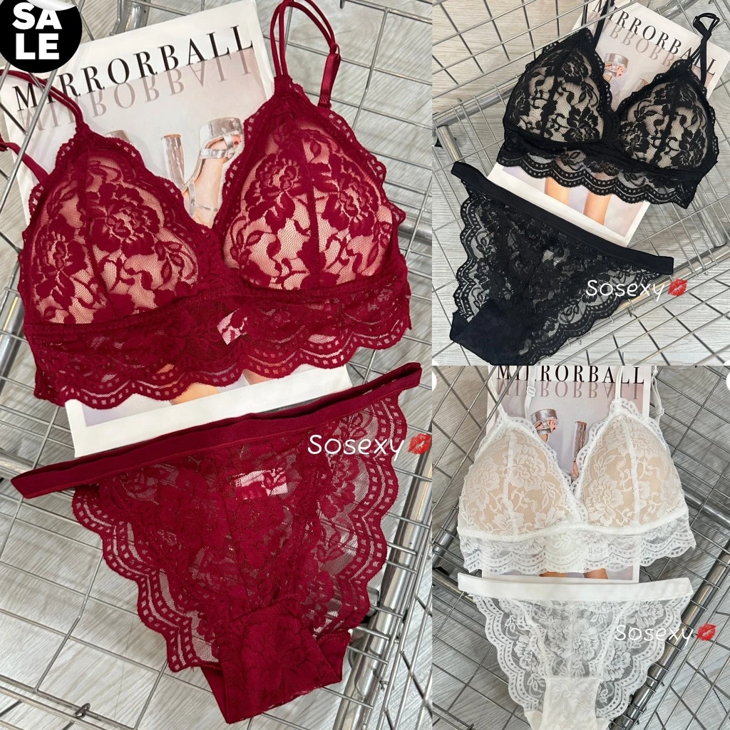 ชั้นใน+พร้อมกกน Set01 ฟองน้ำดันทรง เก็บทรงสวย ดีเทลสวยเซ็กซี่ ตะขอ3ระดับ ลายดอกไม้ ไร้รอยต่อ