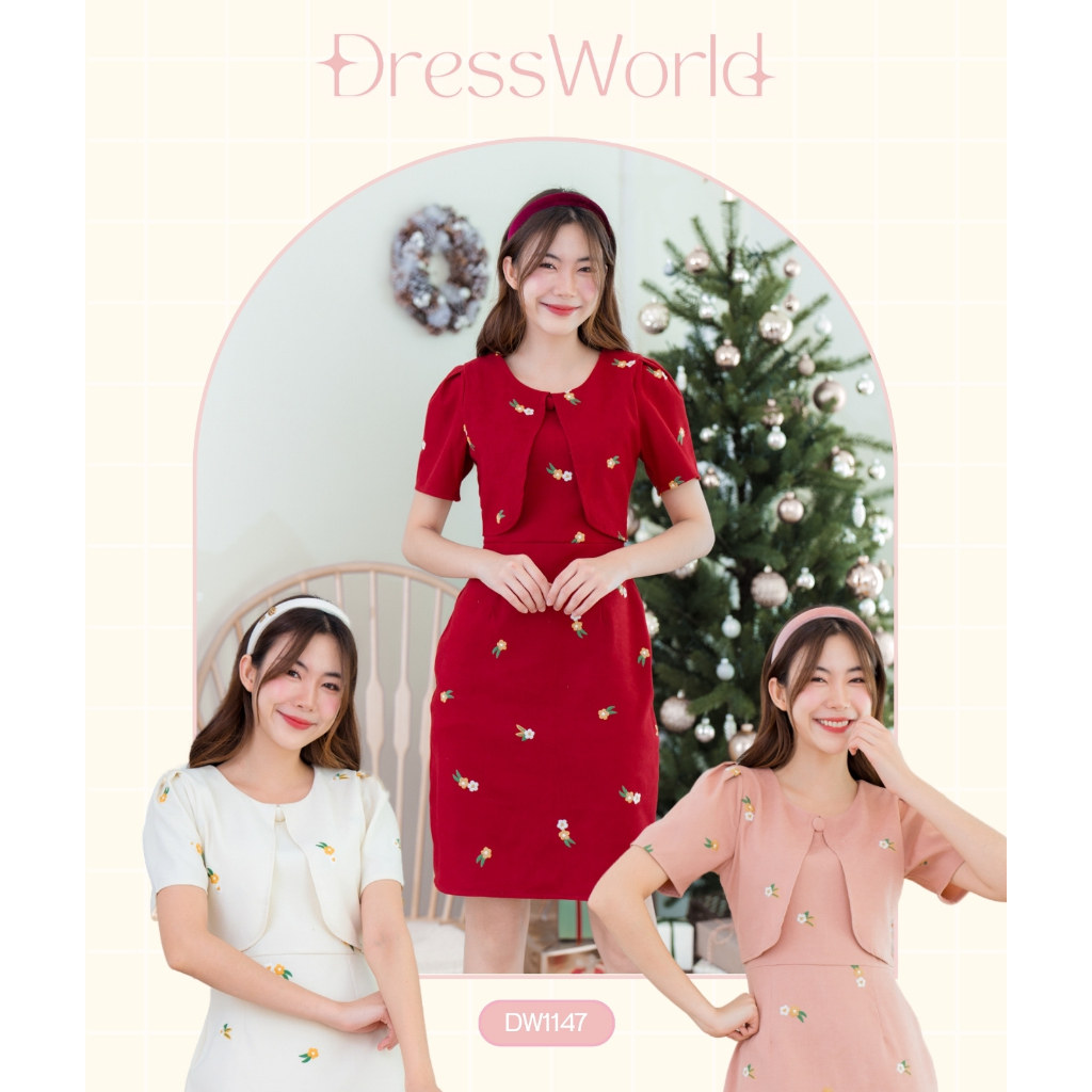 Fairyangelstore - เดรสเสื้อคลุมผ้าปักดอก (DW1147)