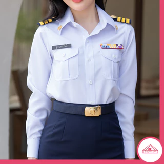 ชุดครูเอกชนหญิง คอเชิ้ตแขนยาว + กระโปรง(ขายแยกชิ้น)