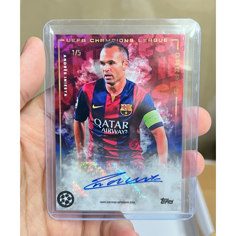 การ์ดลายเซ็นต์ topps iniesta รัน1/5 โคตรแรร์