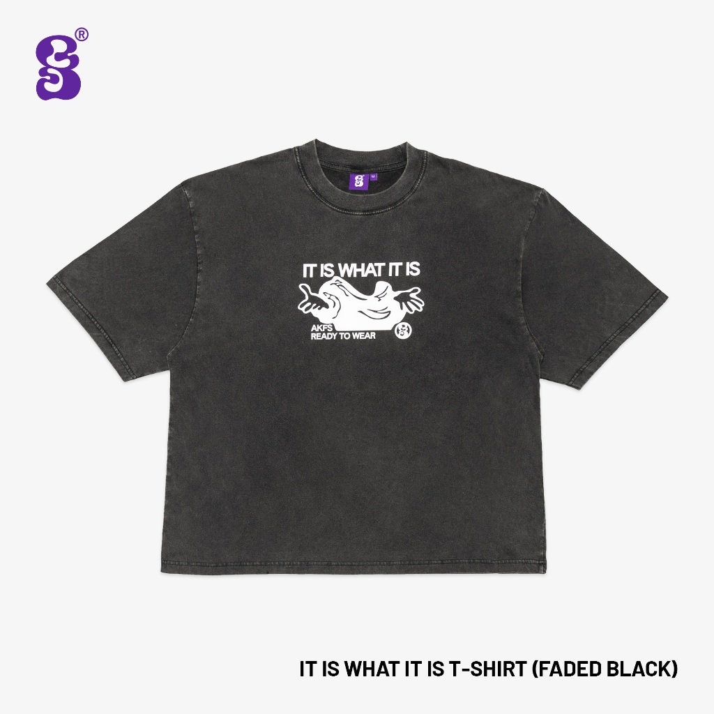 AKFS - 'IT IS WHAT IT IS' BOXY T-SHIRT (FADED BLACK)