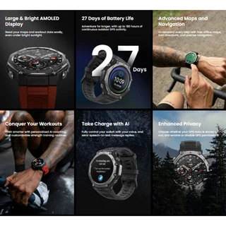 Amazfit T-Rex 3 ประกัน1ปี ศูนย์ไทย ของแท้ GPS นำทาง ดาวเทียม 6 ดวง กันน้ำ 10ATM ใช้ได้อุณหภูมิ -30 องศา