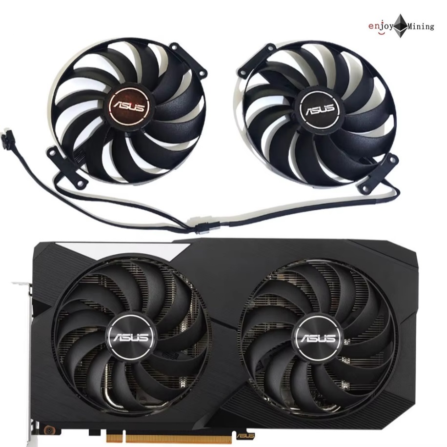 พัดลมการ์ดจอ ASUS Dual Radeon RX 6600 6600XT 6700XT DUAL OC Graphics Card Cooling Fan 5PIN 95mm