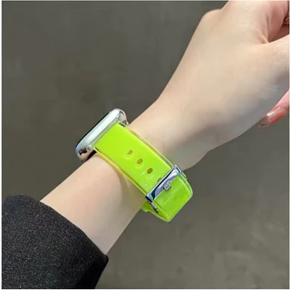 เจลลี่ สายซิลิโคนสำหรับสายนาฬิกา Apple Watch อัลตร้า2 44 40 45 41 46 49มม.สร้อยข้อมือกีฬา for Series 11 10 9 8 7 6