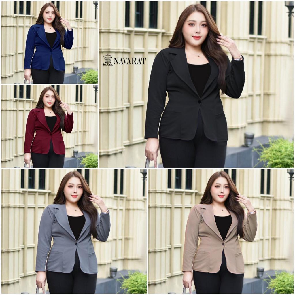เสื้อเบลเซอร์ทรงสูทไซค์ใหญ่ อก42-58นิ้ว ผ้ายืดได้ **แนะนำใส่แบบพอดีตัว ไม่ต้องเผื่อไซค์นะคะ