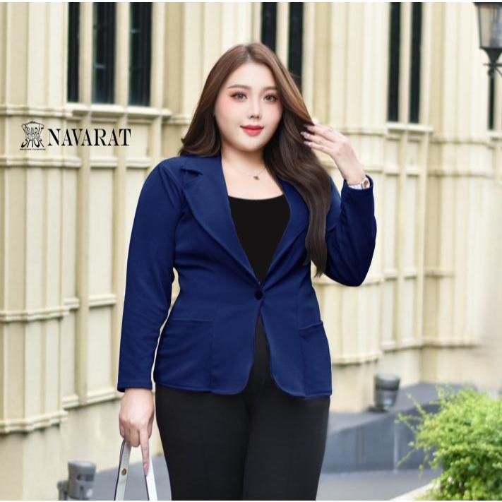 เสื้อเบลเซอร์ทรงสูทไซค์ใหญ่ อก42-58นิ้ว ผ้ายืดได้ **แนะนำใส่แบบพอดีตัว ไม่ต้องเผื่อไซค์นะคะ - รูปที่ 5