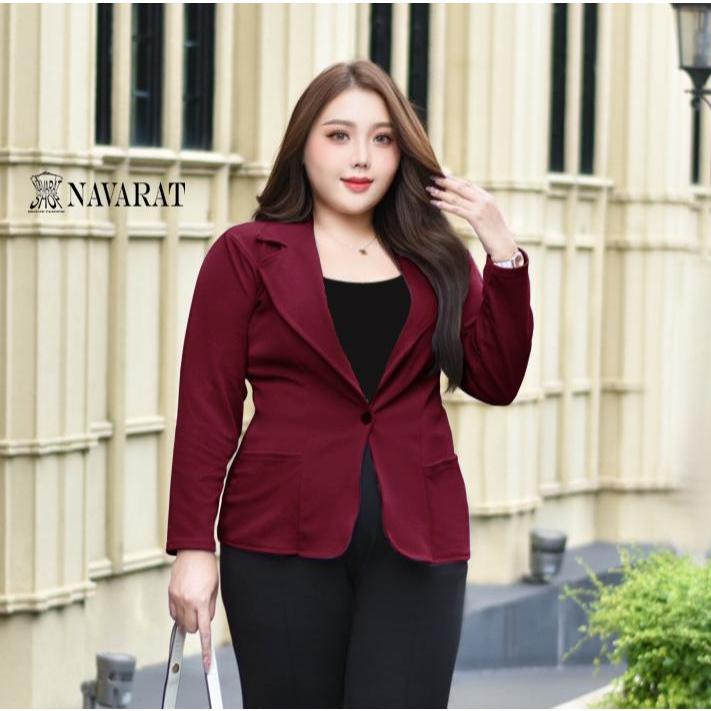 เสื้อเบลเซอร์ทรงสูทไซค์ใหญ่ อก42-58นิ้ว ผ้ายืดได้ **แนะนำใส่แบบพอดีตัว ไม่ต้องเผื่อไซค์นะคะ - รูปที่ 7