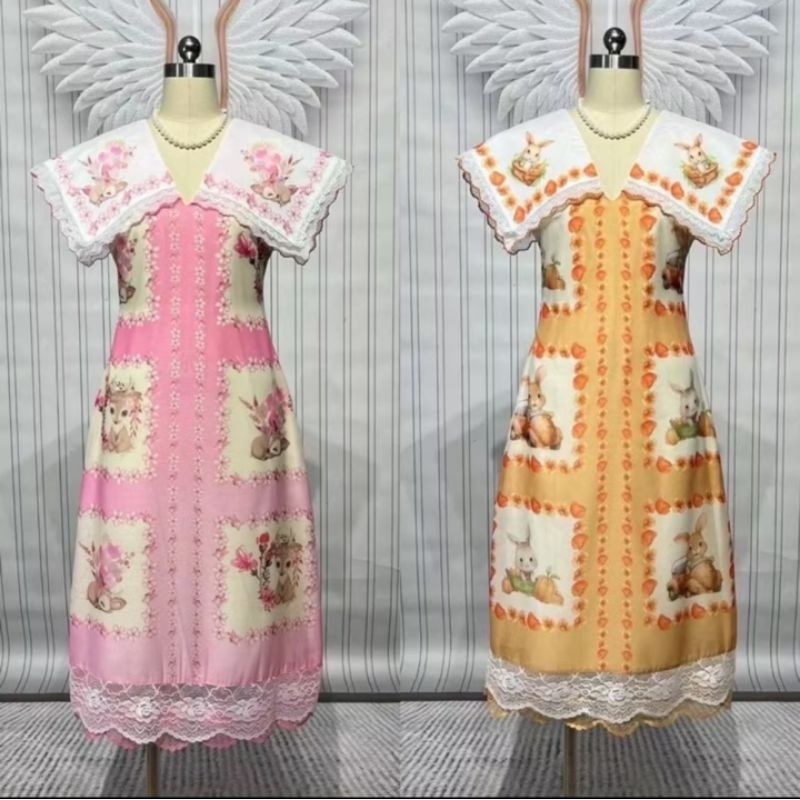 042 ส้มมีM,L,XL,4xl ชมมีS,M,L,XL,4xl[ปกติ]ยาว42"เดรสยาวทรงผ้าเช็คหน้าใส่สบาย