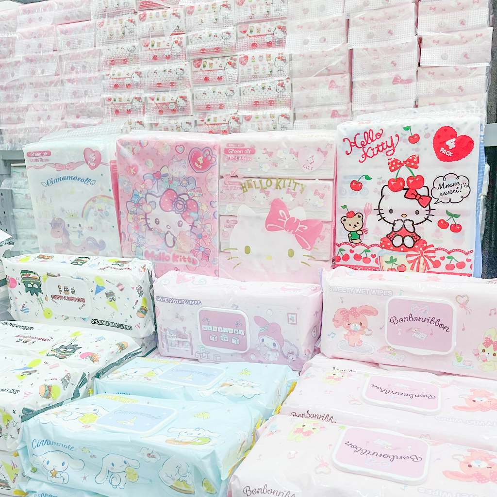 ทิชชู่แห้ง ทิชชู่เปียก Sanrio Kitty Cinnamon BadBad BonBon ซานริโอ้ คิตตี้ ชินนามอน แบดแบด บอนบอน