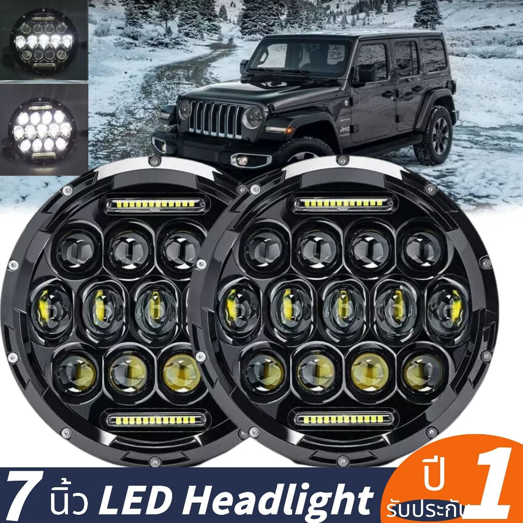 SIMU ไฟหน้า LED 300W 22ลูกปัดโคมไฟ ทรงกลมสูงต่ํา 7 นิ้ว DRL Halo Angle Eyes Led Headlamp  สําหรับรถจี๊ปออฟโรดรถ Atv
