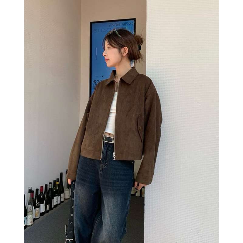 cpjgirlxx | พร้อมส่ง! ใส่โค้ด30%* Mason Suede Jacket [FW24] - แจ็คเก็ตหนังกลับ เกาหลี