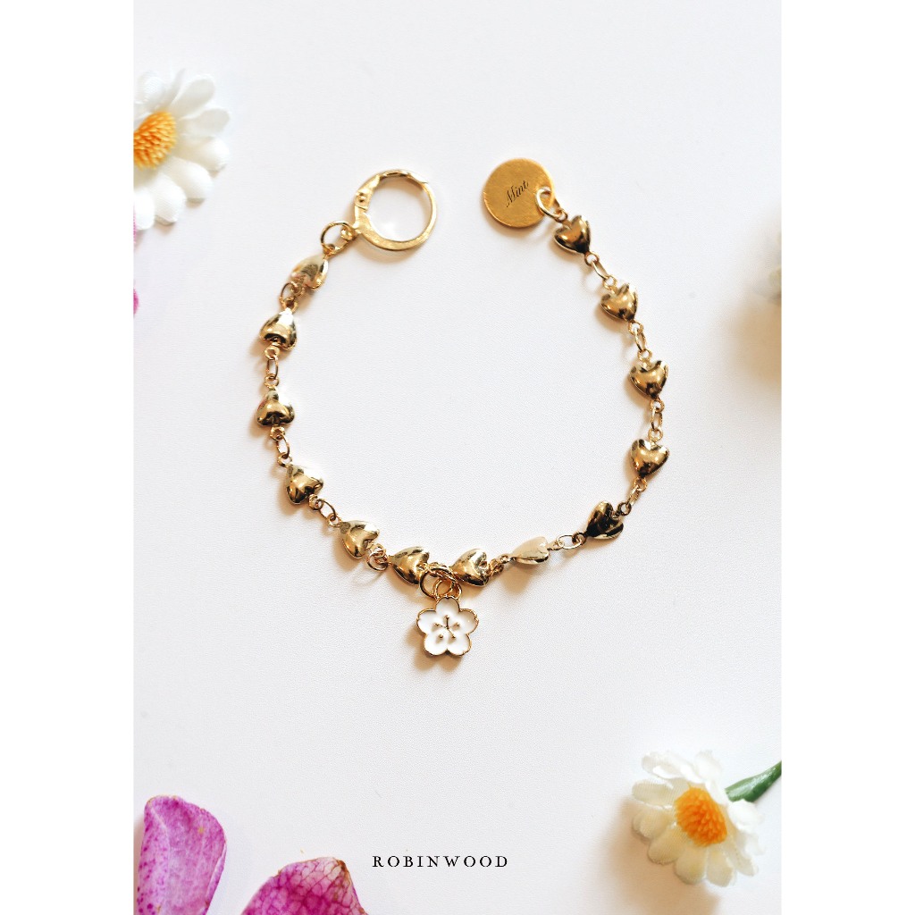 กำไลข้อมือ Limited Collection's " Flower Heart & White Sakura " Winter Series Limited, Robinwood