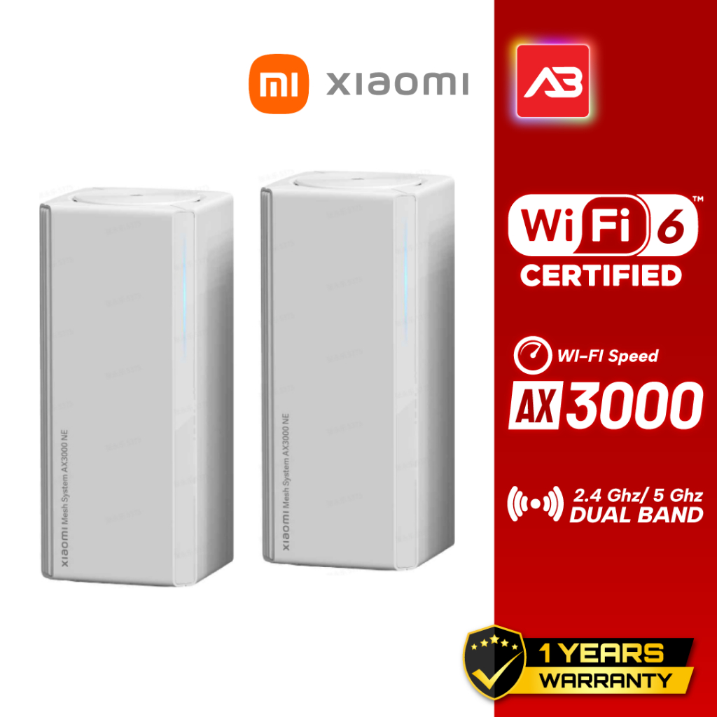 Xiaomi AX3000 Mesh Wi-Fi (2-Pack) รุ่น AX3000(DVB4458GL)