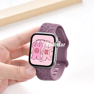 สายซิลิโคนยาง ปั้มลายเสือ สำหรับ สมาทวอช ใช้ได้กับ Smart Watch11 10 9 8 7 6 5 4 3 2 1 Se Ultra SS