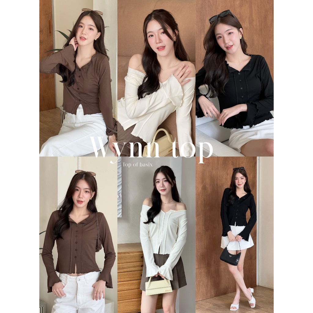 TOPBASIX - Wynn top เสื้อยืดแขนยาว แต่งกระดุม
