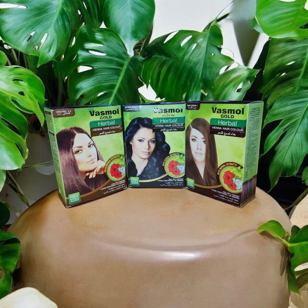 Vasmol Gold Herbal henna hair colorย้อมสีผม เปลี่ยนสีผม เฮนน่า (ซองเขียว) จากธรรมชาติ สินค้าพร้อมส่ง