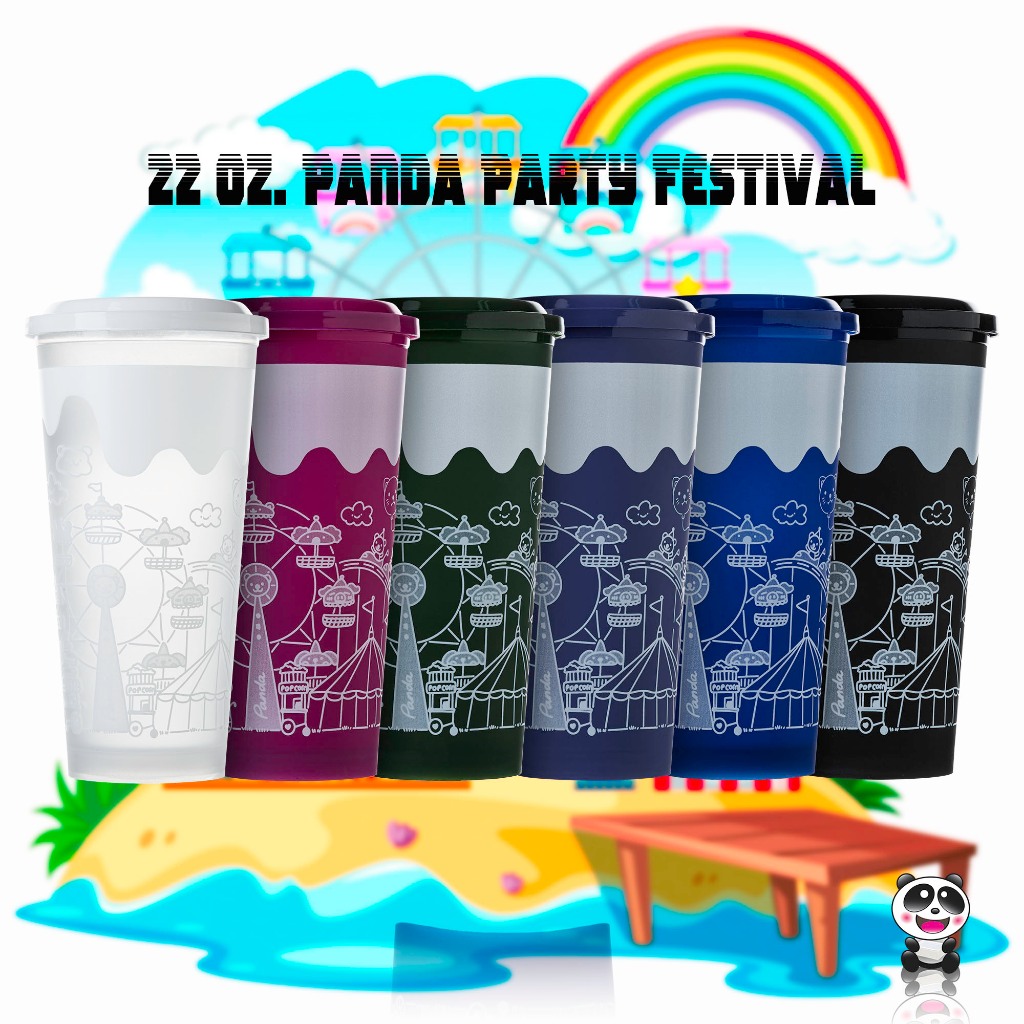 (แพ็ค20ชิ้น)แก้ว 22 ออนซ์ สกรีนลาย Festival + ฝา90มิล สีพิเศษ