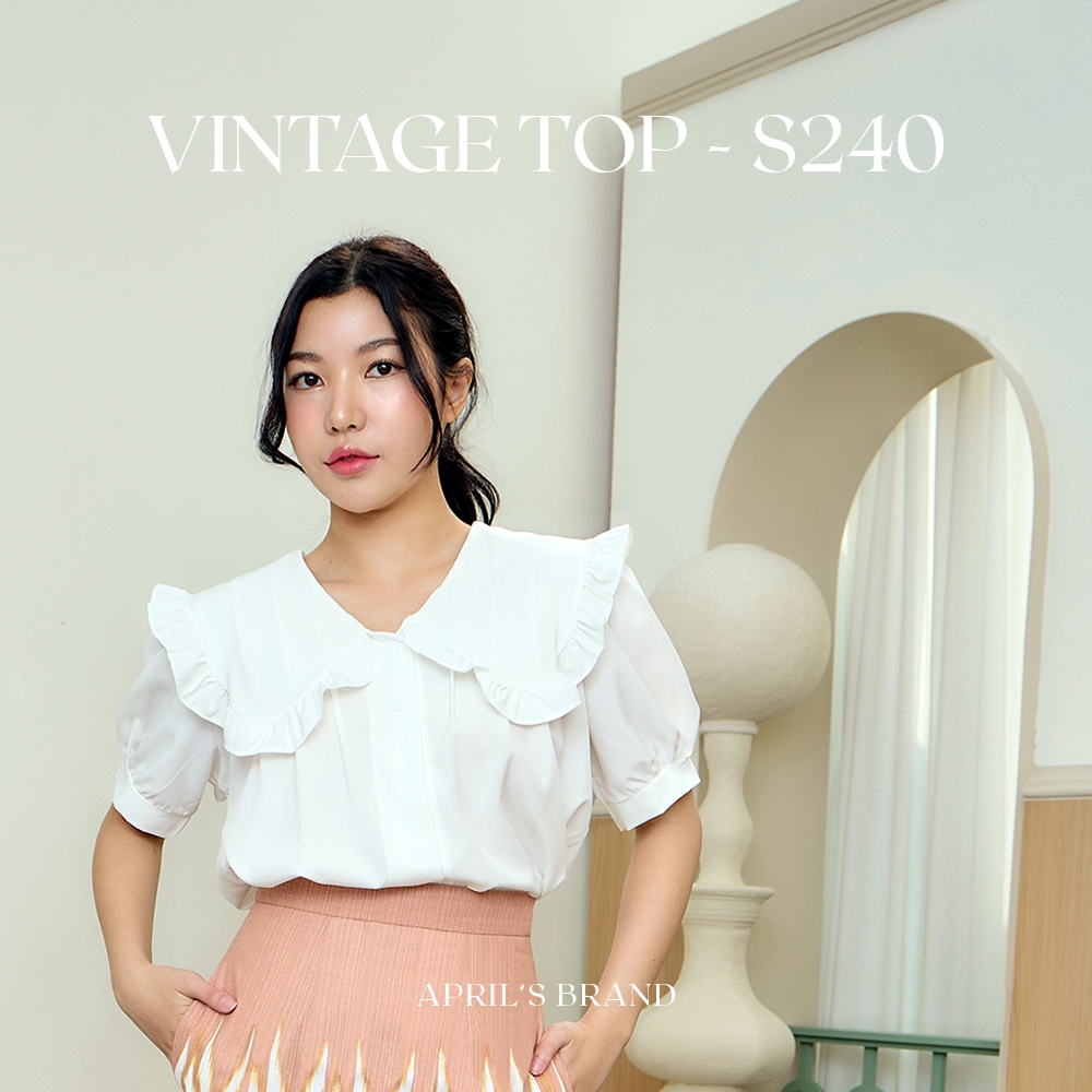 APRIL'S | Vintage Top - S240 เสื้อคอปกระบายวินเทจ