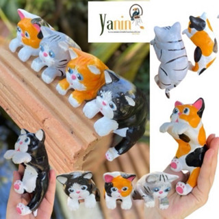 แมวเกาะเซรามิกตกแต่งสวนในบ้านคละสีเกาะได้กับขอบทุกชนิด