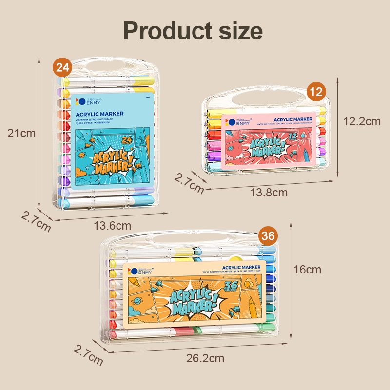 ปากกาอะคริลิค ปากกามาร์คเกอร์ กันน้ำ 12สี/24สี/36สี สามารถเขียนบนแก้ว พลาสติก ผ้า กระจก - รูปที่ 7