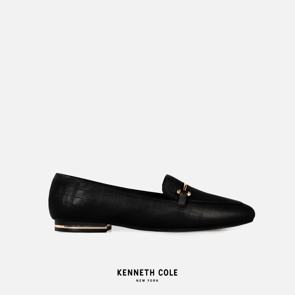 KENNETH COLE รองเท้าส้นแบนผู้หญิงรุ่น ABIGAIL LOAFER BLACK/CROC สีดำจระเข้ ( FLT - KF44084LE-967 )