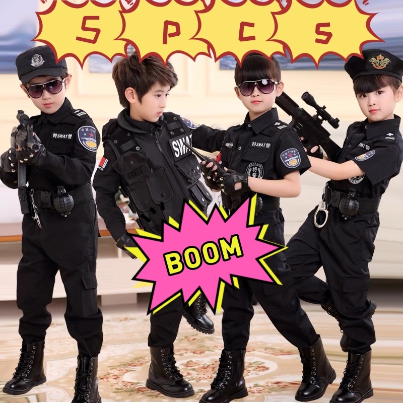 [จัดส่งจากกรุงเทพฯ] เด็กคอสเพลย์ชุดตำรวจเด็กทหารSWATเครื่องแต่งกายการจราจรSWATฮาโลวีนCarnival Party Unisex