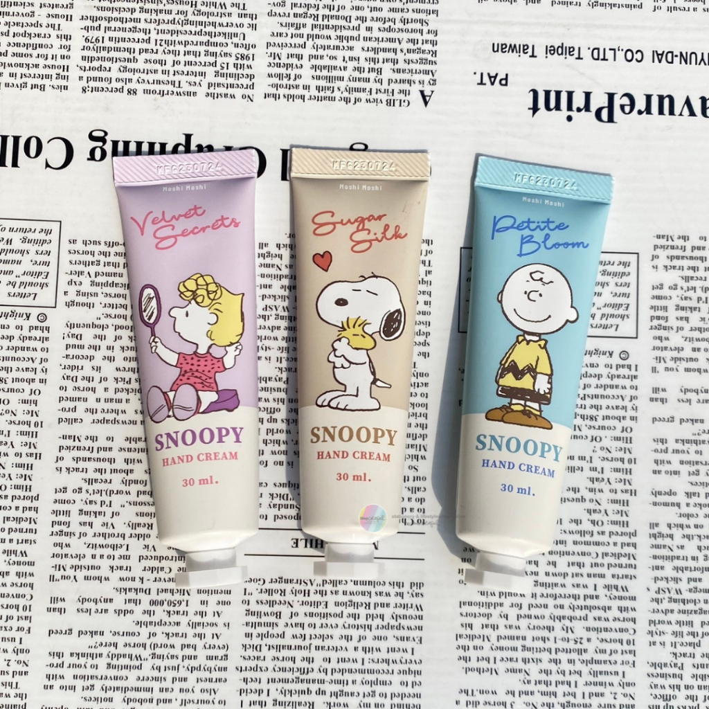 Snoopy Hand Cream ครีมทามือ ครีมบำรุงมือ ลาย Snoopy ลิขสิทธิ์แท้ Fragrance for normal skin Moshi Moshi
