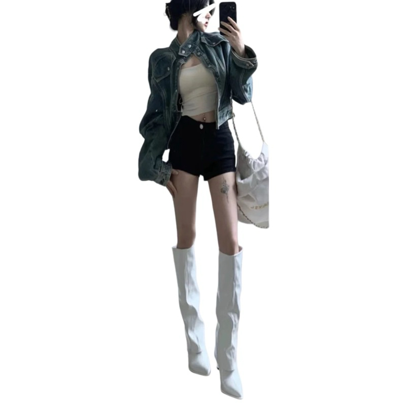 Chole G: V.O.X Long Boots รองเท้าบูทหนังยาวเกาหลีส้นสูง 8.5 cm(SH0148)