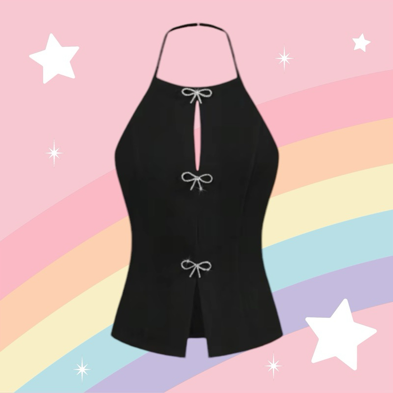 เสื้อคล้องคอ ดีไซส์เรียบหรู แต่งโบว์เพชร(D002)