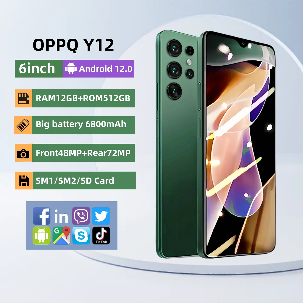 [ประกันร้าน 1 ปี] มือถือ OPPO Y12 5G 12+512GBสมาร์ทโฟนปลดล็อคลายนิ้วมือ 6นิ้ว แบต 6800mAh ชาร์จเร็ว 33W ใหม่เอี่ยม COD